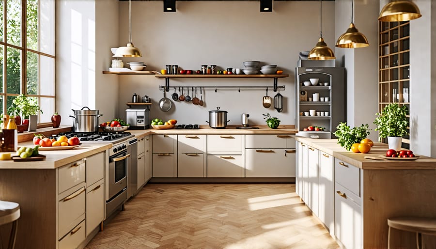 A French kitchen with traditional culinary tools and a freeze-drying machine, highlighting the origins of freeze-drying techniques