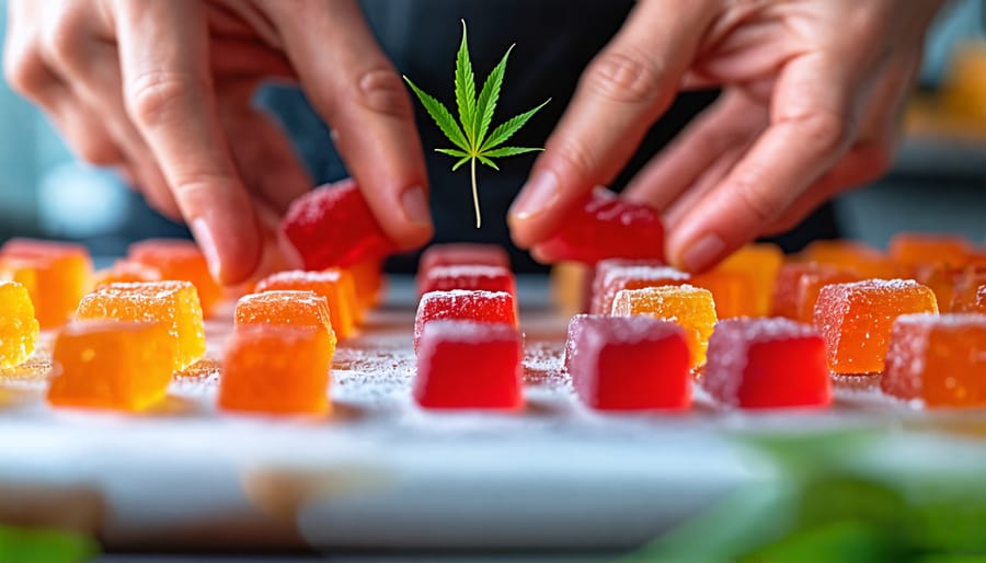 French pastry chef using refined techniques to craft THC gummies